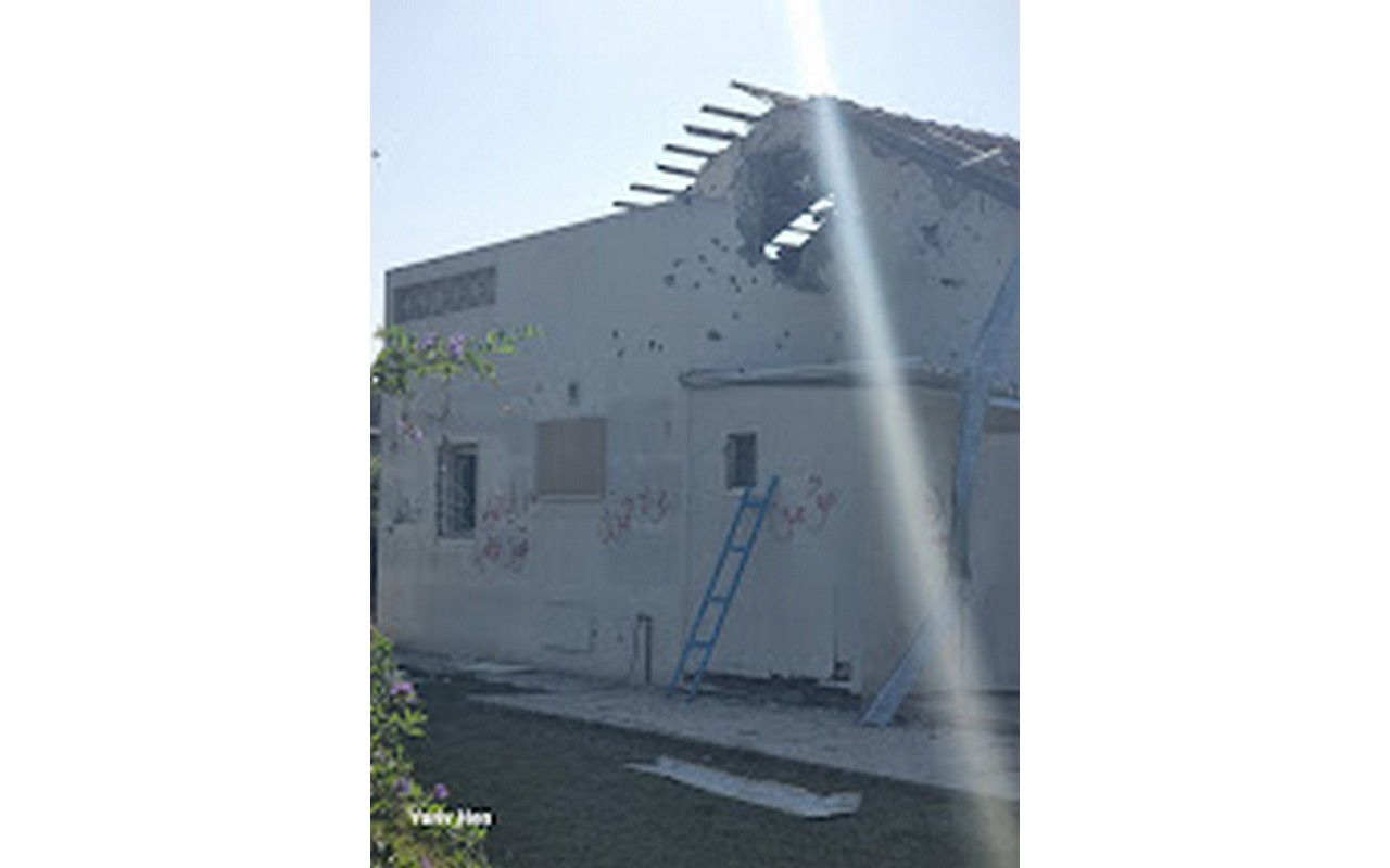 A destroyed house in Kibbutz Beeri