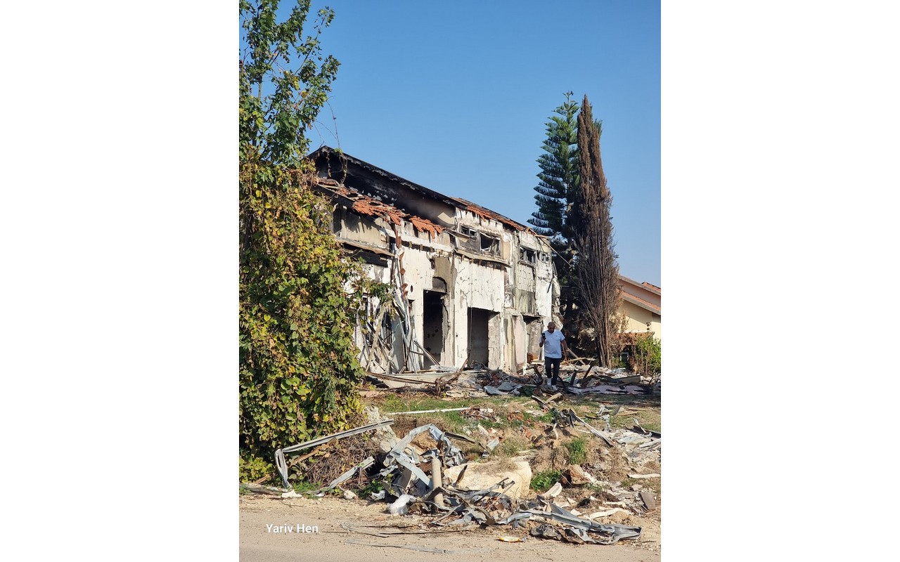 A burnt house in Kibbutz Beeri